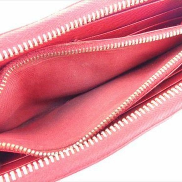 Prada Wallet Purse Logo Red Gold Saffiano leather Woman Authentic Used - Picture 5 of 7